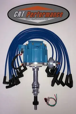 FORD 351W (Windsor) HEI Distributor BLUE + 8MM USA PLUG WIRES - ELECTRONIC IGNIT • $128.95
