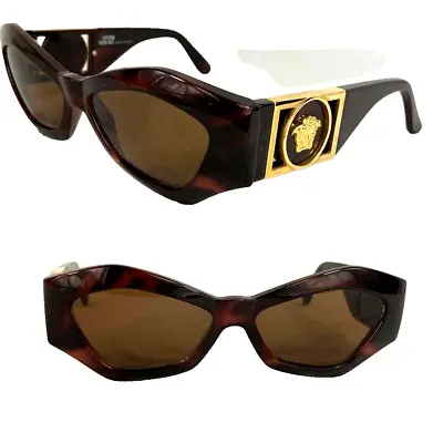 Vintage Gianni Versace Geometric Cat Eye Sunglasses Medusa Tortise 421/B Col 900 • $149.99