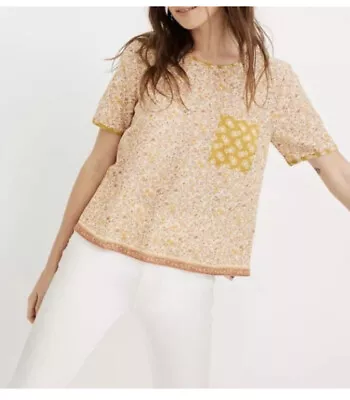 Madewell Button Back Pocket Top In Jaipur Floral - Size XS Yellow • $23.75