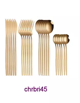 24 Piece Cutlery Set Gold Colour Stainless Steal New • £17.99