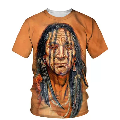 Native American Indian Cool 3D Printed Tees Men Women Short Sleeve T-Shirt  • $17.98