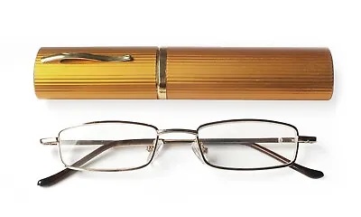EYE ZOOM Slim Compact Lightweight Tube Reading Glasses With Portable Clip Case • $10.99