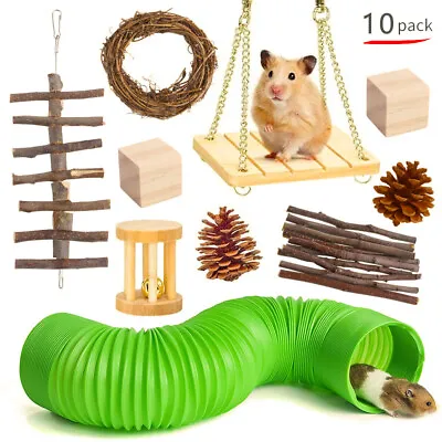 £13.39 • Buy NEW 10 PCS Wooden Hamster Chew Toy Hamster Rabbit Guinea Pig Accessories Set UK