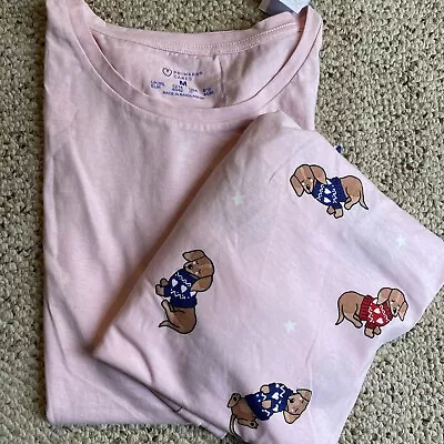 Light Pink Dachshund Doxie Ladies Pajama Set Sz M Medium  (8/10) • $22