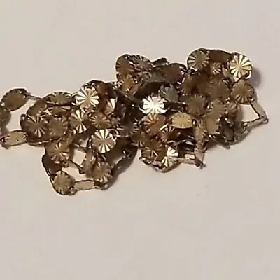 Vtg Danecraft 925 Sterling Silver Starburst Diamond Cut Chain W/Gold Vermeil 18  • $19.99