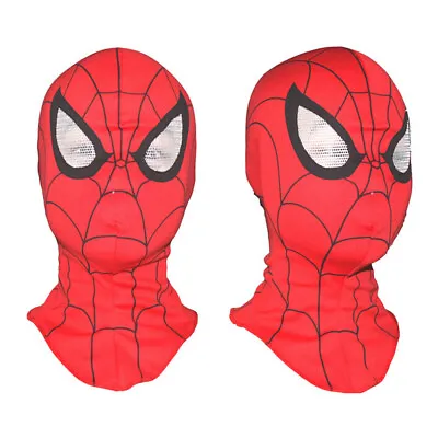 SpiderMan Deluxe Adult Men's Mask Disguise Cosplay Hood Costume Halloween Toy • £6.98