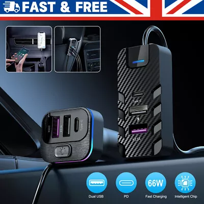 6 Way 12V-24V Multi Socket Car Cigarette Lighter Splitter USB Charger Adapter UK • £11.49