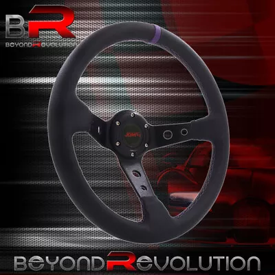 14  6-Bolt PVC Purple Stripe Aluminum Deep Dish JDM Sport Steering Wheel +Button • $39.99