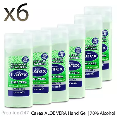 6 X Carex 50ml Aloe Vera Antibacterial Hand Gel QUICK DRY 70% Alcohol • £5.99