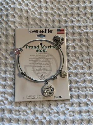 Love This Life Proud Marine Mom Bracelet EUC • $20