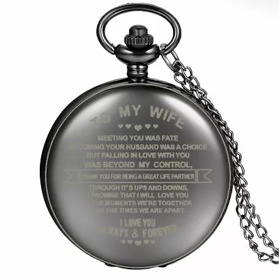 “To MY WIFE I LOVE YOU” Pocket Watch Women's Birthday Anniversary Gifts For Her • $10.99