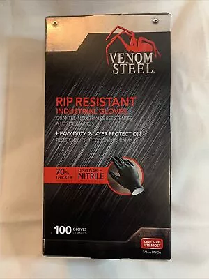 Venom Steel Industrial Nitrile Gloves Rip Resistant One Size Fits Most 100 CT • $25.99