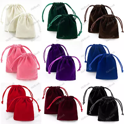 Soft Velvet Pouches Drawstring Jewellery Gift Bags Wedding Party Favour Wrap UK • £1.99