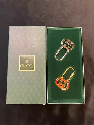 GUCCI Key Holder Key Ring Key Chain Bag Charm AUTH Vintage Rare GG Red Gree F/S • $199.99