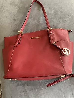 MICHAEL KORS Bedford East West Top Zip Red Pebbled Leather Tote Shoulder Bag NWT • $65