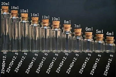 10pcs Clear Glass Bottles Vials With Corks 10ml • $6.99