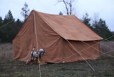 Roman Leather Military Tent 3x3 M Funtional Tent For Larp Reenactment SCA Events • £3168.79