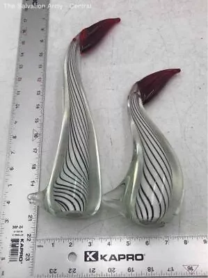 Murano Glass Red Black And White Toucan Bird Sculpture/ Figure Pair Of 2 • $9.99