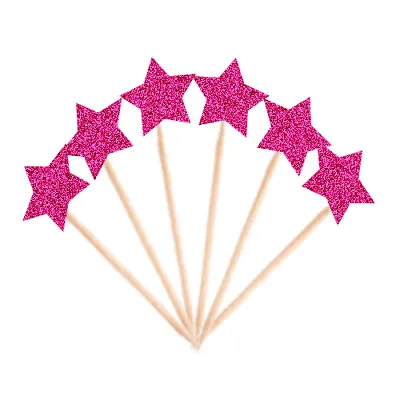 Stars Birthday Party Double Sided Glitter Cupcake Toppers Decoration With Sticks • £6.99