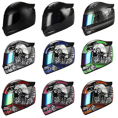 1storm Motorcycle Bike Full Face Helmet Mechanic Skull Black Blue Green Pink Red • $59.95