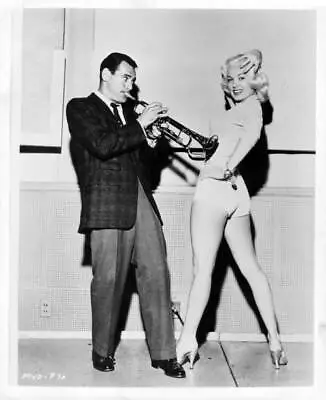 Ray Anthony Playing Trumpet Next To A Posing Mamie Van Doren For T- Old Photo • $9