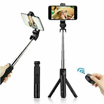 Retractable Bluetooth Selfie Stick Tripod Phone Holder For IPhone Samsung UK • £5.66