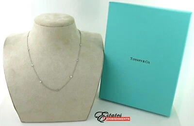 $3475 • Buy Tiffany & Co Elsa Peretti 11 Diamonds By The Yard Platinum Necklace
