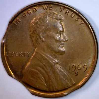 1969s TRIPLE CLIPPED ERROR Lincoln Cent NICE CH AU 3 Clip Coin  NR • $24.99