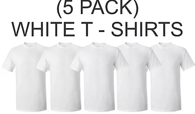 (5 Pack)  GILDAN Mens Plain WHITE Solid T Shirts CHOOSE YOUR SIZE USA • $20.99