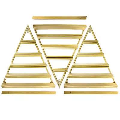 Metal Wall-Mounted Nail Polish Storage Racks 5 Tier Gold Triangular Display 3Set • $122.27