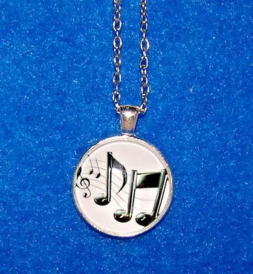 Silver 20  Sterling Necklace MUSIC NOTE BLUES Pendant Women Men Free Gift Box • $19.96