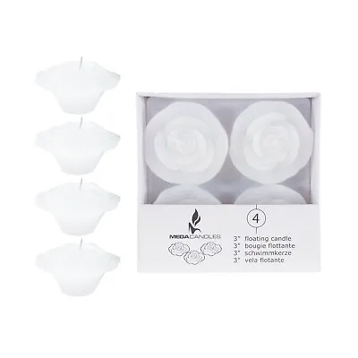 Mega Candles - Unscented 3  Floating Flower Candles - White Set Of 4 • $11.97