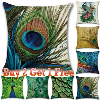 £6.74 • Buy Teal Blue & Green Peacock Square Feather Cushion Cover Pillow Case Chair Decors