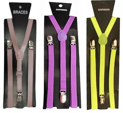 1.5cm New Adult Skinny Thin Braces Suspenders 1.5cm Wedding Party Fancy Dress UK • £3.49