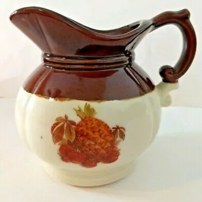 Vintage McCoy Pottery Small Pitcher #7528 Brown Cream Fall Pattern Decor Harvest • $9.69