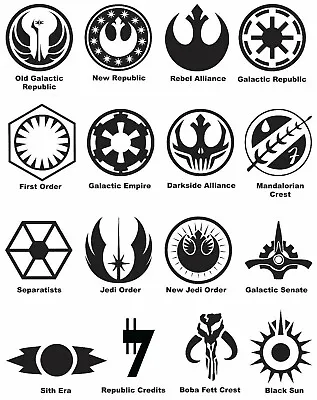 Star Wars Symbols Phone Window Vinyl Decal Bumper Sticker Sith Jedi Boba Fett • $3.25