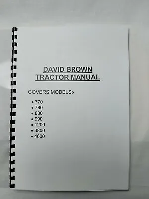 £22.99 • Buy David Brown Tractor Manual. 770,780,880,990,1200,3800,4600.