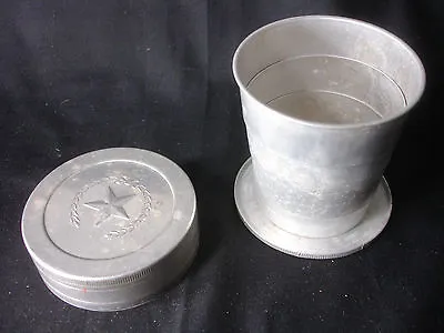 Vtg Aluminum Magic Metal Hiking Camping Collapsible Cup With Lid Star Design • $29.95