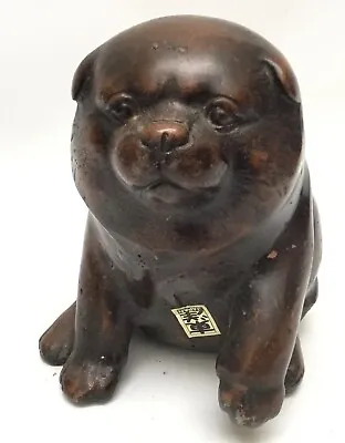 Bronze Iron Okimono Akita Dog Puppy Statue 6”  Japan Figurine Vintage Import • $150