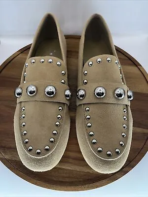 Karl Lagerfeld Avah Studded Loafer Shoes Womens Size 10 10m Taupe Tan Suede NEW • $24.99