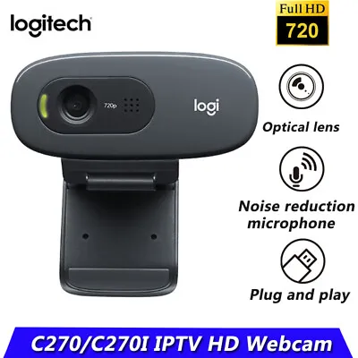 Logitech C270 HD 720p Flexible Webcam Widescreen Video Microphone Web Camera • $87.55