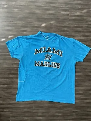 Miami Marlins Shirt Mens Extra Large Blue Baseball MLB Authentics 100% Cotton  • $13
