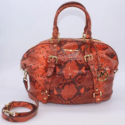 Michael Kors Genuine Python Orange Black Large Shoulder Bag • $349.99