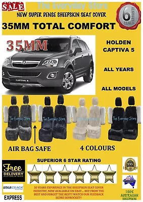 Holden Captiva 5 Super Dense Sheepskin Car Seat Covers Pr Airbag Safe 35MM • $268