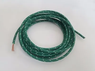 10 Feet Vintage Braided Cloth Covered Primary Wire 16 Gauge 16g Ga Green 1 White • $6.99