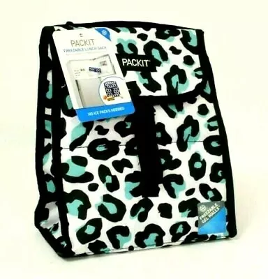 PackIt Freezable Lunch Bag Leopard Green Personal Cooler Cools Up To 10 Hours  • $14.49