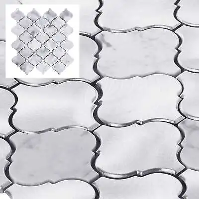 White Calacatta Marble Arabesque Aluminum Metal Mosaic Tile Kitchen Backsplash • $3.99