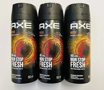 3 X AXE (LYNX) Musk 150ml Deodorant Spray Free P&P • £9.99