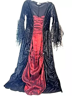 In Character Gothic Witch Ladies Dress S-M Draped Sleeves Medieval Gipsy Velvet • $20