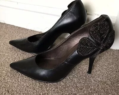 MISS SIXTY M60 Black Leather Stiletto High Heels Shoes. Rare. Sz 40/UK 6.5 • £24.95